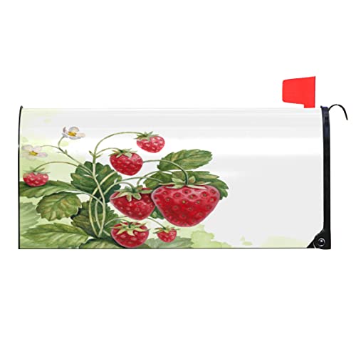 Qsirbc Painting Strawberries Mailbox Covers Magnetic Standard Size 20.8 X 18 Mailbox Cover Mailbox Wraps Post Letter For Outside Home Garden Decorations #TOP20