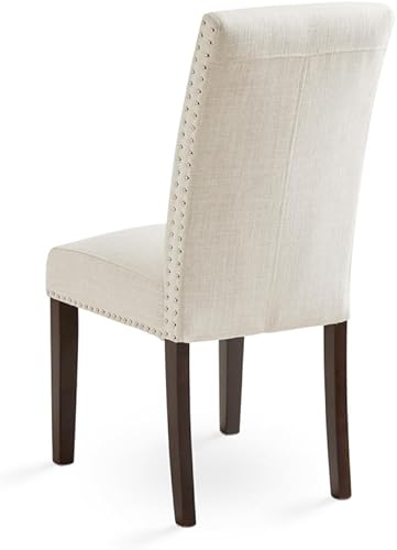 Miniatura 6 de Uptown Club Scarpa Parson - Juego de 2 sillas de comedor con tapicería de lino, borde de cabeza de clavo, patas de espresso, elegancia de grado