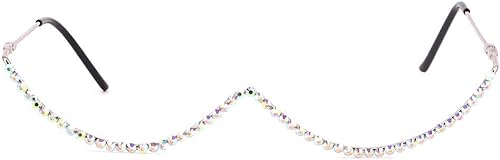 Miniatura 8 de Naimo Gafas de sol cristalinas brillantes de la mitad del marco de las gafas de sol del Rhinestone