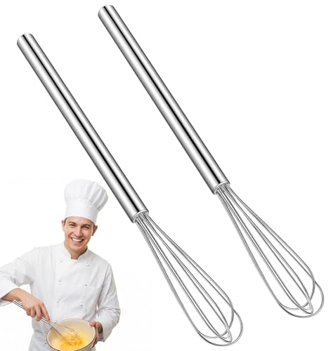 2PCS Tiny Whisk, Silver Mini Whisks for Cooking Stainless Steel, Compact Small Whisk for Eggs, Sauces & Coffee Prep, (10.5 * 1 Inch)