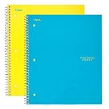 Five Star Spiral Notebooks, 1 Subject, College Ruled Paper, 100 Sheets, 11" x 8-1/2", Teal, Yellow,