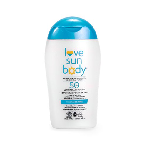 Love Sun Body 100% Natural Mineral Sunscreen SPF 50 Fragrance-Free 100 ml Reef-Safe with non-nano Zinc Oxide and Titanium Dioxide for Face and Body, Chemical-free, Moisturizing, Water-resistant