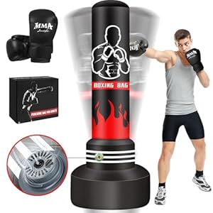 JUOIFIP 180cm Stehender Boxsack mit Handschuhen