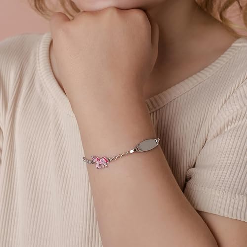 Pulsera niña plata para comunión y bautizo con placa grabable Sakrami 2