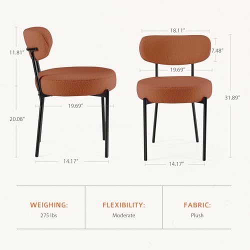 image for DUMOS Dining Chairs Set of 2, Mid Century Modern Chair Round Upholster