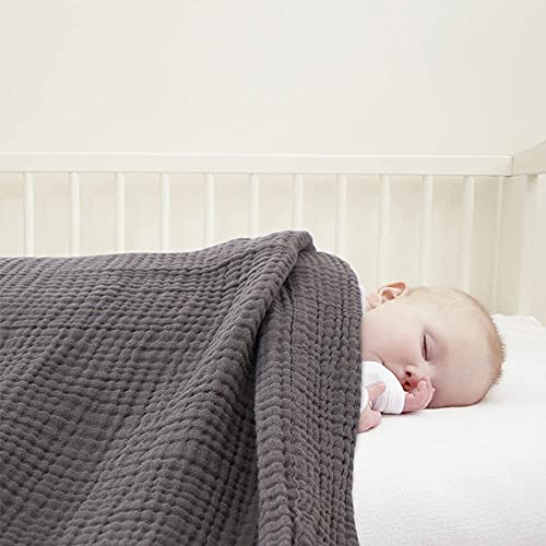 Image of EMME Muslin Blankets for Adults Throw Blanket for Couch Breathable Gauze Soft Lightweight Airy Grey Baby 40 inch x 50 inch