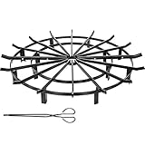 VBENLEM Wheel Firewood Grate 40-Inch Diameter Fire Pit Log Grate with 4-Inch High Log Bed Fire Pit Grate Round,Steel 3/4-Inch Thick Spokes Fire Grate Wheels for Outdoor Campfire