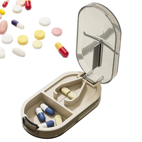 Divisor de pastillas grande,Cortador de tabletas, cortador de pastillas, cortador de medicamentos | Cortadores de píldoras portátiles con cámara de almacenamiento de píldoras incorporada para cortar l