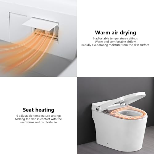 Asiento de inodoro inteligente con funciones de bidé calefactado, luz nocturna, cierre suave y sensor de pie para operación sin manos, mejora cómoda para baño miniatura 6