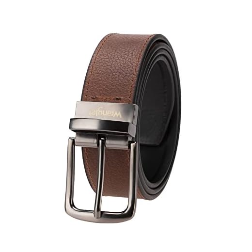 Wrangler Cinto masculino de couro torcido reversível casual diário para jeans, cáqui preto marrom, Preto, 44
