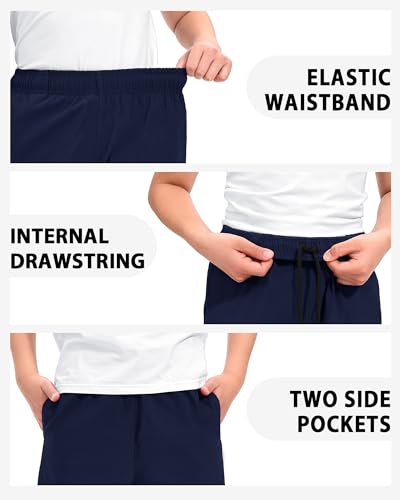 Image of Somaibo Boys Athletic Shorts Kids Quick Dry Basketball Soccer Running Sports Gym Active Performance Shorts with Pockets