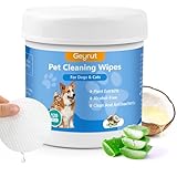 Geyrut Pet Eye Wipes for Dogs Cats 120PCS, Dog Eye Wipes for Remove Eye Discharge and Crust Coconut Oil Non-Irritating Gentle Reduce Tear Stains Pet Cleaning Grooming Wipes for Eyes Face
