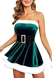 Avidlove Christmas Dress Santa Clause Outfit Flared A Line Swing Dress with Santa Belt Green Medium