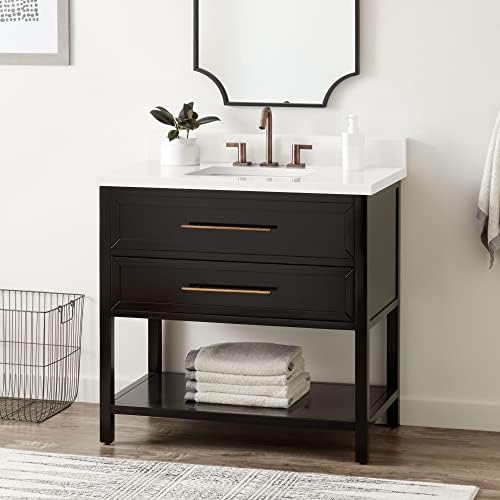 Signature Hardware 456869 Robertson 36" Free Standing Single Vanity Cabinet Set with Wood Cabinet, Vanity Top and Rectangular Undermount Sink - 8" Faucet Holes