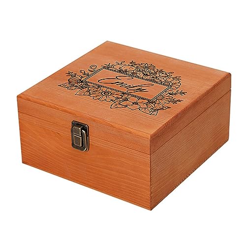 Cooayyaooc Personalized Keepsake Memory Box Custom Name Wooden Decorative Storage Box with Lids, Christmas Gift Box for Women Men Customized Gifts for Birthday Anniversary Wedding Graduation