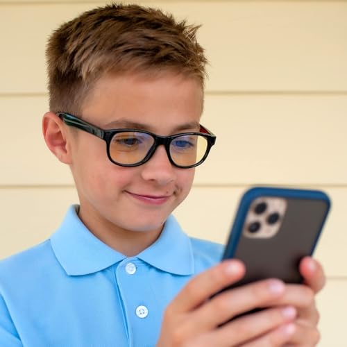 Image of DUCO Blue Light Glasses for Kids Boys Girls Blue Ray Blocking Glasses Cute Computer Gaming TV Glasses (Black /Red)