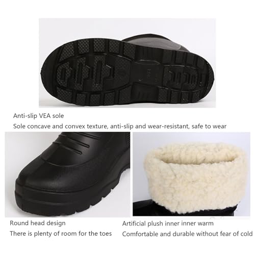 CLSQLXYJZC Mens Winter Warm Rubber Boots, Men High Barrel Waterproof Anti Slip Warm Fur Interior Rain Shoes, Outdoor Snow Rain Garden Durable Field Boots, for Farming, Hunting, Lawn Work2
