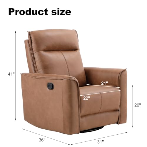 Sillón reclinable giratorio con tapizado marrón miniatura 2