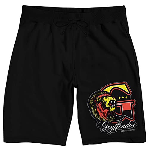 Bioworld Harry Potter House of Gryffindor Men's Black Graphic Sleep Shorts