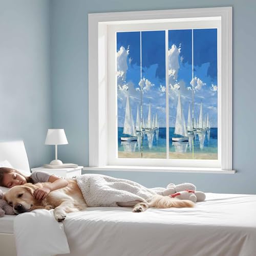 Vinilo decorativo para ventana azul con diseño marítimo 39.3 x 19.6 pulgadas miniatura 3
