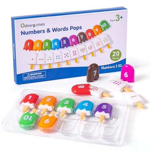 Odoorgames Mini Number Pops 1-10 Fun Number Matching Toys for Kindergarten & Preschool Ice Cream Counting & Recognition Math Games
