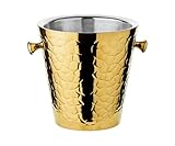 EDZARD Sektkühler Capri Gold, (Ø 22 cm), Edestahl, doppelwandig - Flaschenkühler, Champagner Kühler inkl. Ständer - Getränkekühler für 1 Flasche - Schale für Wein, Sekt & Eiswürfel
