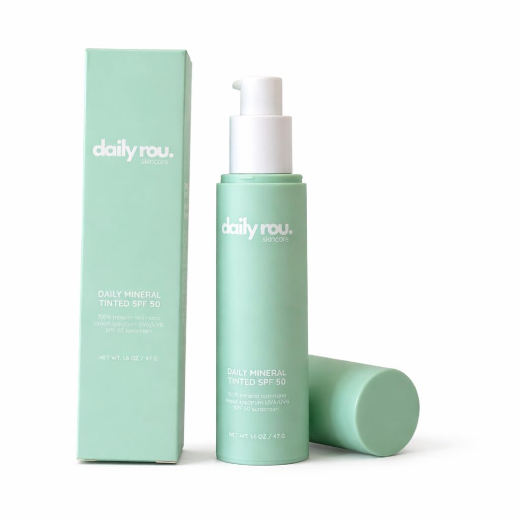 DailyRou Daily Mineral Skincare – Hydrating & Brightening Face Sunscreen for Men & Women – Lightweight, Non-Greasy Formula for Healthy, Smooth, Glowing Skin (Tinted)