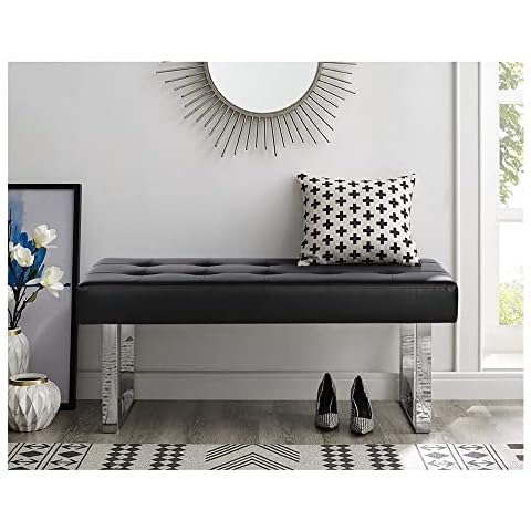 INMOZATA Faux Leather Dining Bench with Steel Base Cover