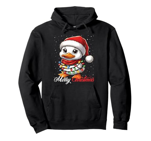 Duck Merry Christmas Lights Sombrero de Papá Noel Nieve Sudadera con Capucha