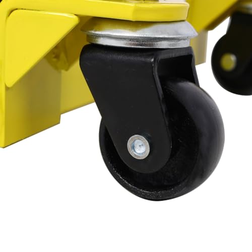 Image of Hydraulic Motorcycle Lift Jack, 1500 LBS Capacity Foot-Operated Motorcycle Lift Table, ATV Scissor Lift Jack with 4.5 inch - 15 inch Lifting Range, Portable Motorcycle Lift Table with Wheels Yellow
