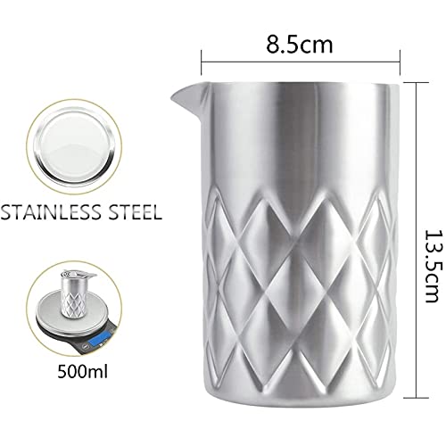 Coctelera para Cócteles Cocktail Shaker Set Bartender Mojito Herramienta de barra de acero inoxidable con vidrio de agitación Coctelera de cóctel Cocktail Shaker Juego de cóctel ( Color : Silver )