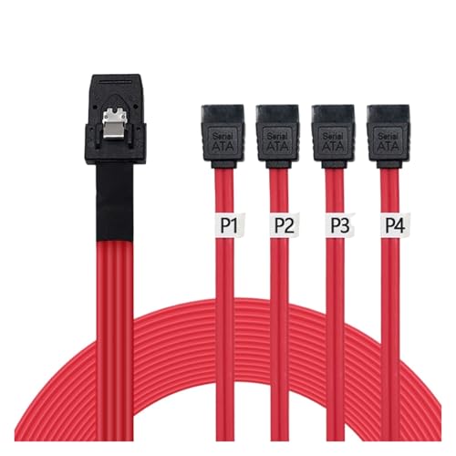 Cable S-AS SFF-8087 a 4 SATA 7P 1.0 m rojo miniatura 3