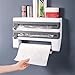 Imagen de Dispensador de papel de aluminio 3 en 1 con cortador y soporte para toallas de papel para almacenamiento organizado de cocina y dispensación suave de rollos