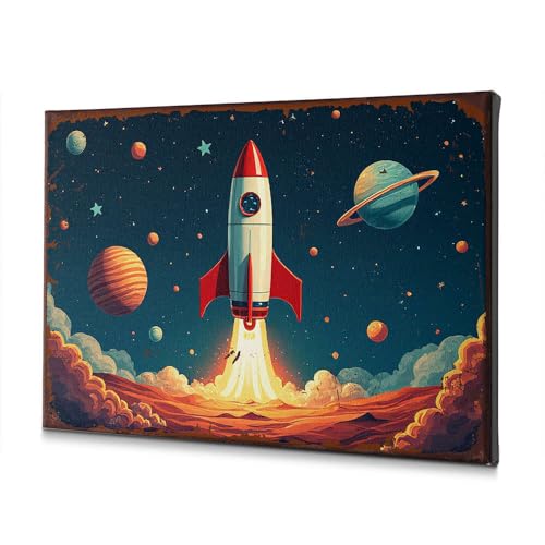 Toile décoration murale Pâques cadeau original enfant fusée 30x40