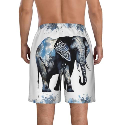 Elephant-Blue Black Men's Swim Trunks Quick Dry Board Shorts with Pockets Casual Drawstring Beach Shorts3