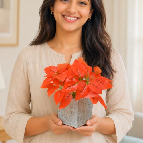 Image of fancymart Artificial Plant with Real-Touch Leaves in Pot, 25 cm, Indoor Tabletop Item for Home Decor, Office, Living Room