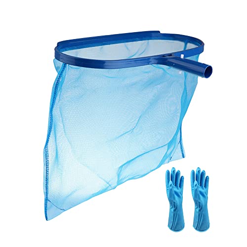 CJBIN Filet de Piscine, Epuisette de Surface avec Manche et Gants de Nettoyage, Epuisette de Surface pour Nettoyage Entretien Piscine, Ramassage des Feuilles de Surface (sans Le Poteau) Cover