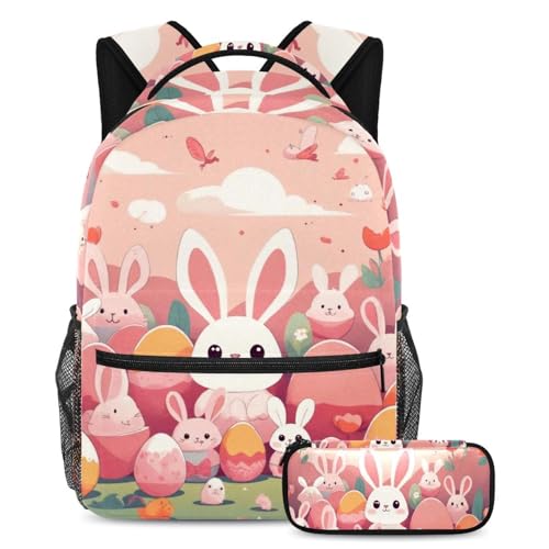 Ensemble cartable enfant ergonomique 2 pièces sac à dos grande capacité et trousse rose