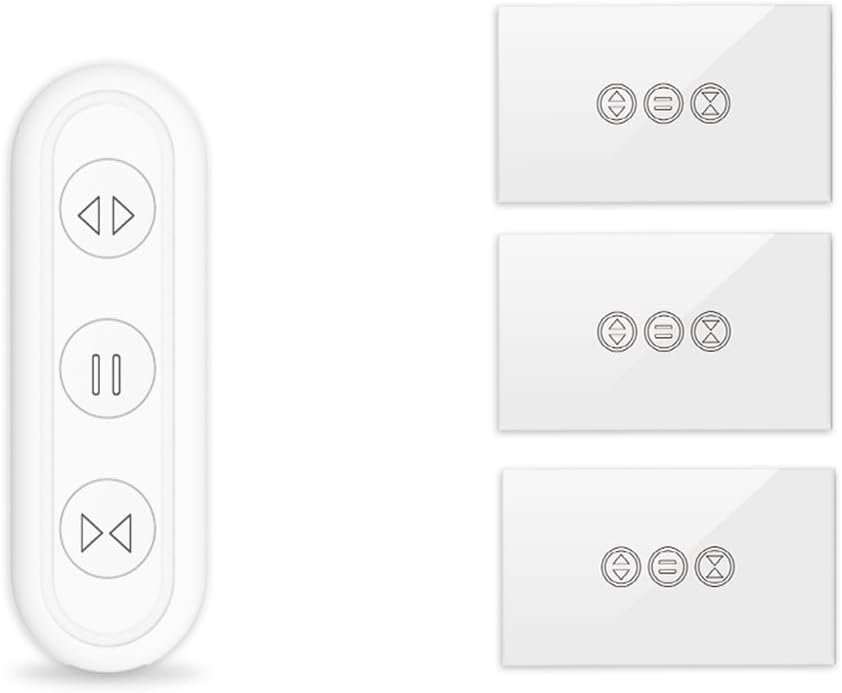 ZMIN WiFi Curtain Switch with Remote - Electric Roller Shutter Window Blinds App Percentage Settings 1 Remote 3 switches