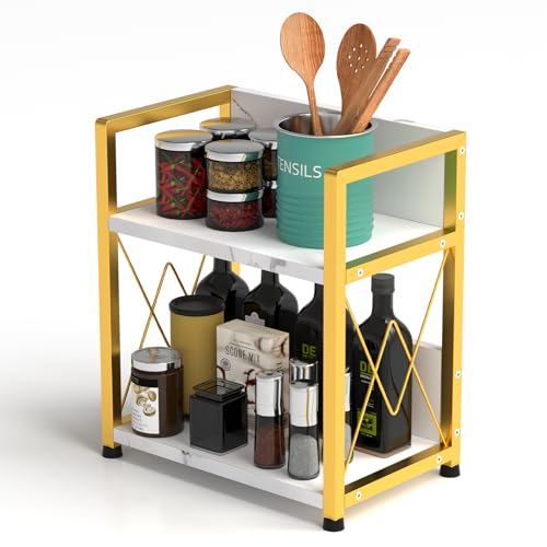 Aduanbang Coffee Bar Accessories Organizer, 2 Tier Wooden Kitchen Counter