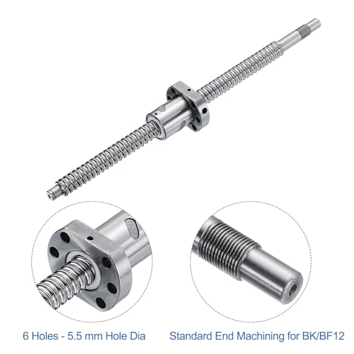 QUARKZMAN BallScrew SFU1605 (Durchmesser 16mm, Steigung 5mm, Länge 440mm) mit Kugelgewindemutter Anti-Backlash Kugelgewindesatz Standard-Endbearbeitung für BK/BF12 CNC-Maschinenteile
