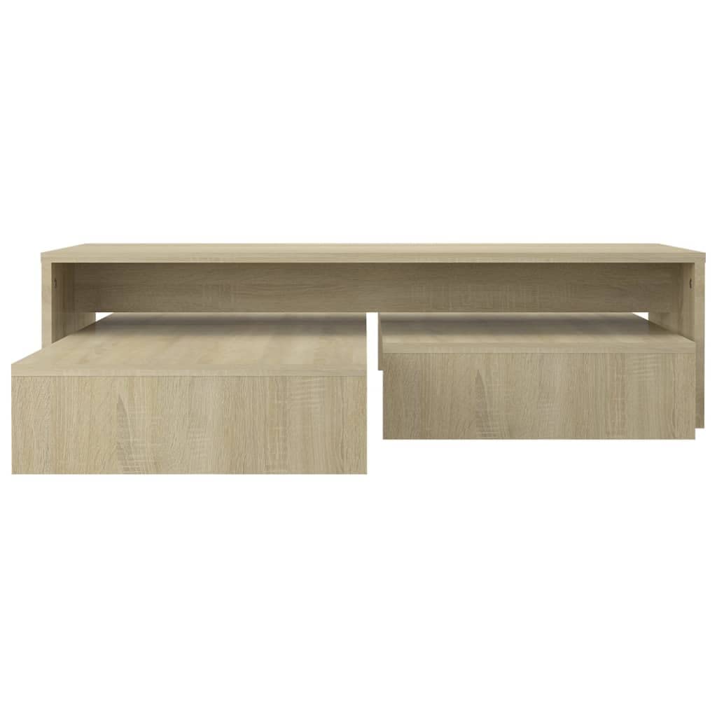 Satztisch 3er Set Sonoma-Eiche Couchtisch Set Holzwerkstoff, Beistelltisch ineinander schiebbar für das Wohnzimmer, Kaffeetisch und Sofatisch, 100x100x26,5 cm