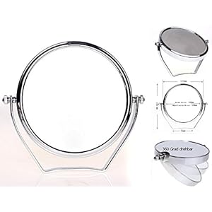 Espejo Compacto 10x Aumento, 6 Pulgadas Espejo de Baño para Afeitar y Maquillar, Espejo de Mesa, Rotación 360 Grados, con Doble Cara: 1:1 y 1:10 Ampliación, Espejo para Viajar, KXD3102-10x