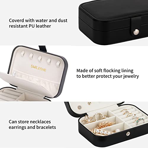 Smileshe Jewelry Box, Pu Leather Small Portable Travel Case, 2 Layers Organizer Display Storage Holder Boxes For Rings, Earrings, Necklaces, Bracelets #TOP4