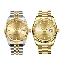 BUREI Mens Luxury Automatic Watch Fashion Waterproof Watch Mechanical Watch, Adjustable Stainless Steel Two Tone Strap