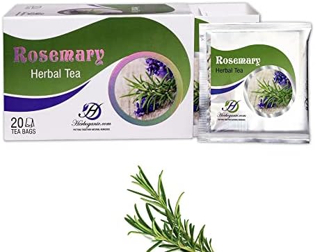 HERBOGANIC Rosemary Herbal Tea - Digestion Support and Immune Boost | Refreshing and Delicious Blend | Natural and Organic Ingredients | 20 Tea Bags