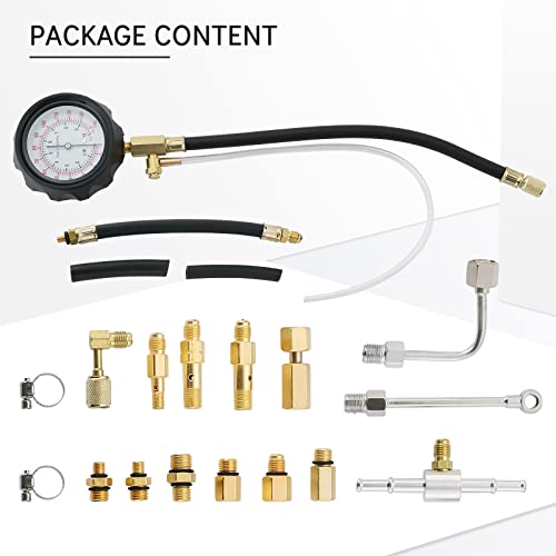 Acymner Fuel Injector Pump Pressure Gauge Tester Kit | Automotive Gas Gasoline Fuel Oil Injection Test Tool Set 0-140Psi,Tu-114 Fuel Pressure Tester Kit For Testing Auto Car Truck Motorcycle #TOP2