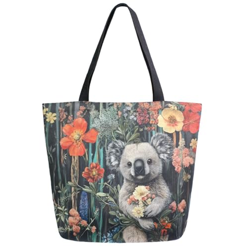 Beautiful Art Painting Koala Extra Large Canvas Gym Shoulder Tote,Durable Daily Reusable Top Handle Bag for Mens Womens Yoga Weekender Picnic Beach Travel Market Shopping