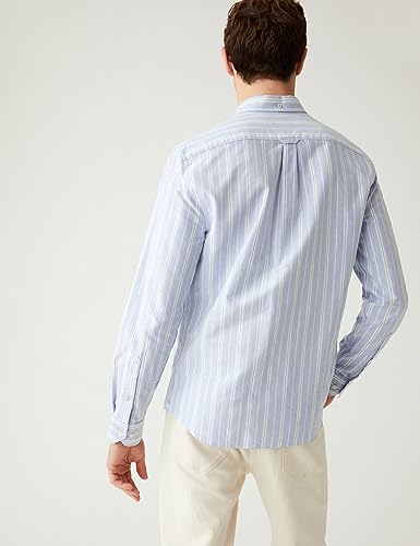 Image of Marks & Spencer Mens Striped Cotton Collared Neck Regular Fit Oxford Shirt
