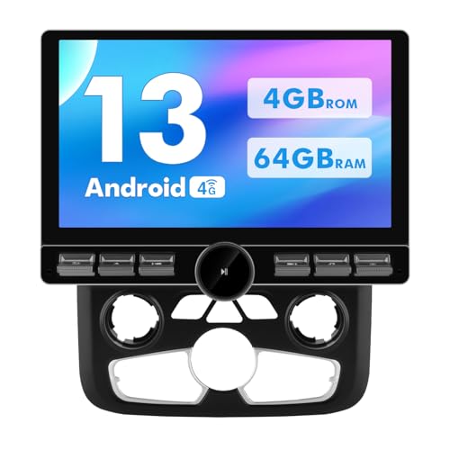 Junsun Qualcomm 8-Core Car Radio Stereo for Dodge Ram 2013-2019 1500/2500/3500 (4GB RAM 64GB ROM),10.6" HD IPS Touch Screen Built-in 4G LTE with Wireless Carplay Android Auto GPS WiFi BT SWC AUTO AC